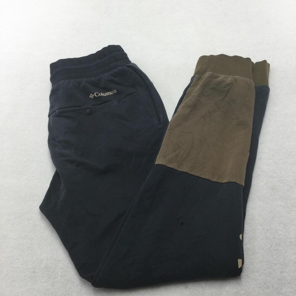 Columbia Sweatpants Mens Small Blue Joggers Elastic Waist Logo Colorblock